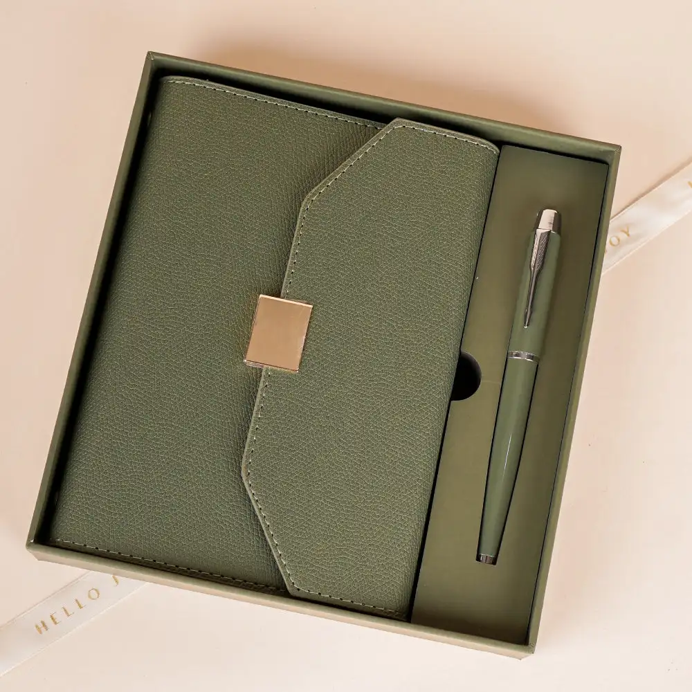 Custom Luxury Refillable Stationery Notebook Gift Set Premium Business Leather Journal Notebook and Pen Set