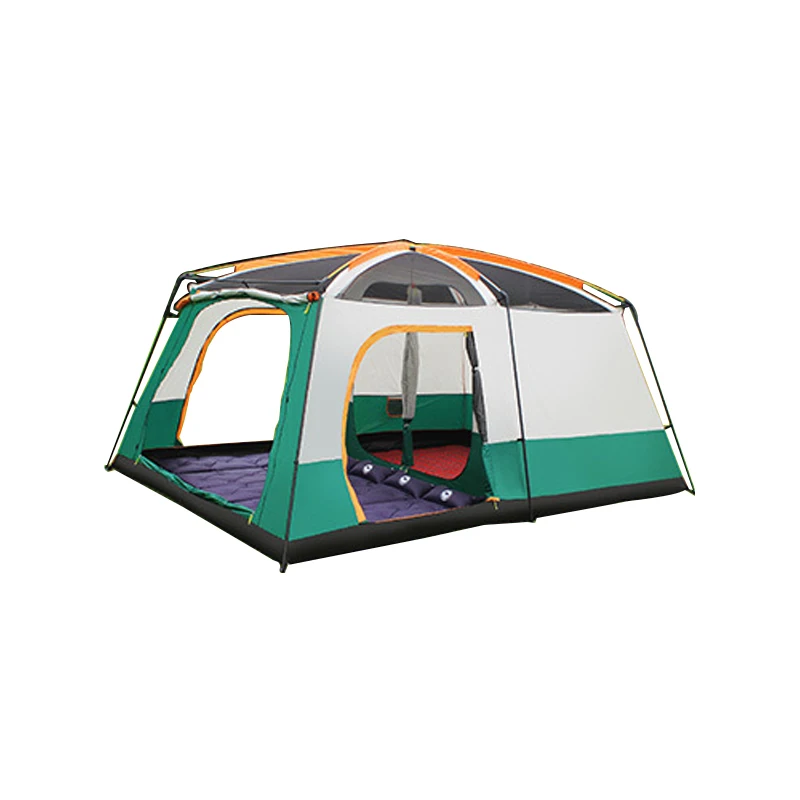 Outdoor two-room multi-person camping tent with foyer portable family thickened waterproof tent