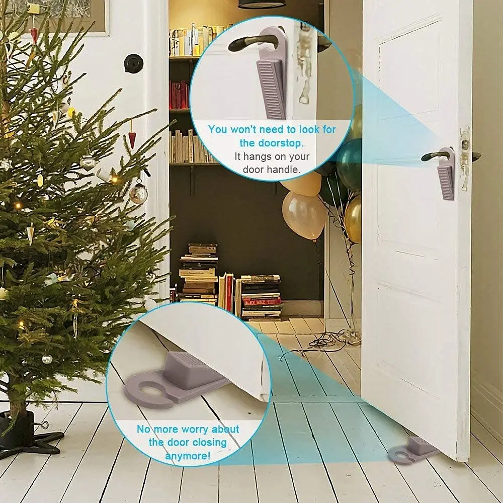 Non-Slip Door Rubber Stopper Baby Safety Wedge -Set of 2