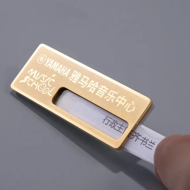 Custom name reusable pin magnetic back name badge tag for hotel bank staff