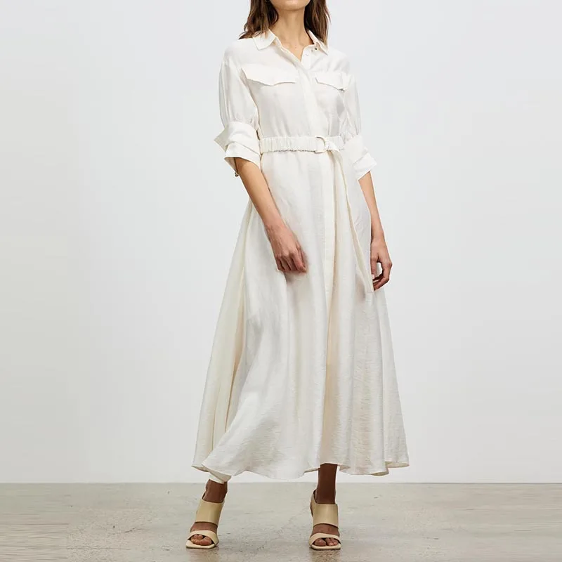 clothing manufacturer Custom wholesale ladies summer Cotton dress Elegant Fashion women casual maxi dress with belt