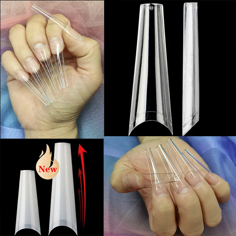XXXL Coffin Nail Art Tips Extra Long C Curve Manicure Press On Tip Salon Supply Half Cover Acrylic Extension System False Nails