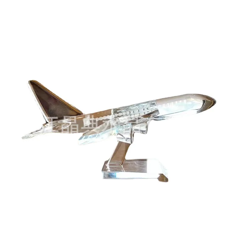 Delicate Crystal Airplane Model Miniature Glass Plane Aircraft Crafts Office & Home Decoration Christmas Gift