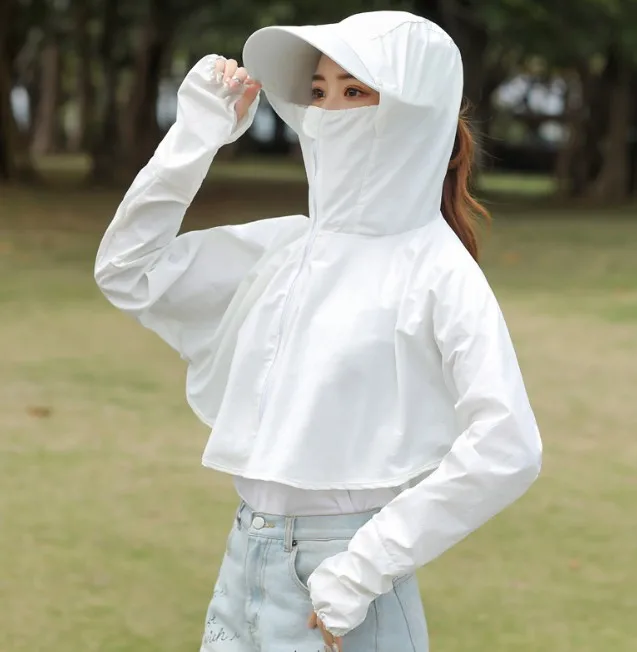 Detachable hat sun-protective clothing Sunscreen Clothes Rash Guard Solar UV Protection Outdoor Summer Hats