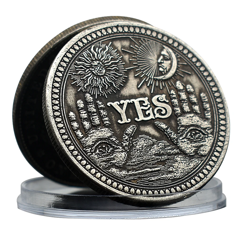 Yes No Decision Coin Hobo Nickel The Eye of God Challenge Medal in Capsule