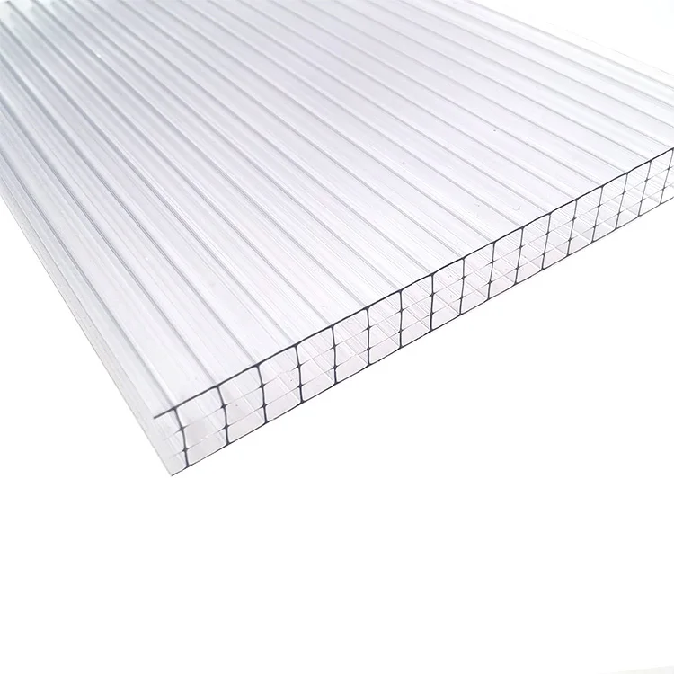 10mm 12mm 14mm 16mm Four Layer Multiwall Plastic PC Hollow Polycarbonate Sheet for Tiles or Greenhouse