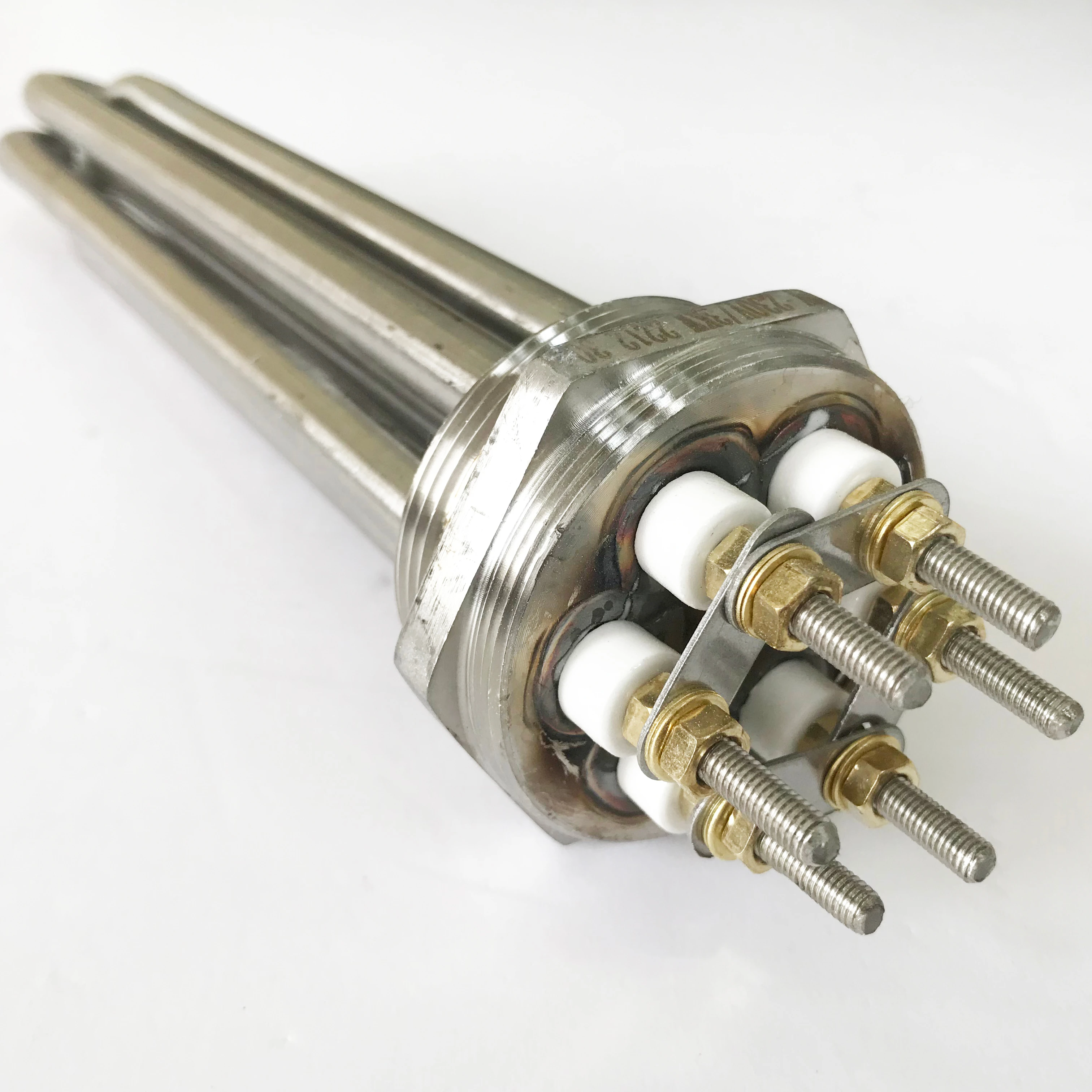 Thermostat for electric heater sheathed tubular heating elements with flange immersion heater