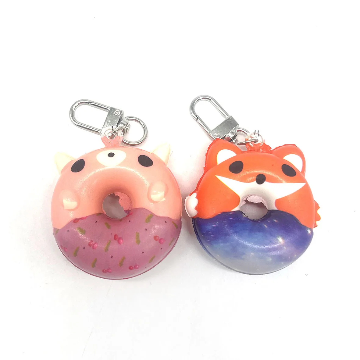 K290 3D MINI PU Foam Soft Cute Animal Doughnut Squishy Anti Stress Keychains For Kids And Adults