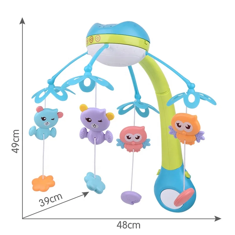 Baby rotating bell crib mobile baby with projection function, remote control baby music bed bell