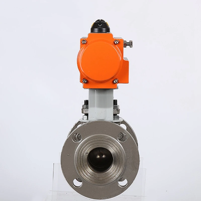 ANSI 150LB 2 Way carbon steel wcb PTFE seated Flanged Connection double action Pneumatic Actuator Ball Valve