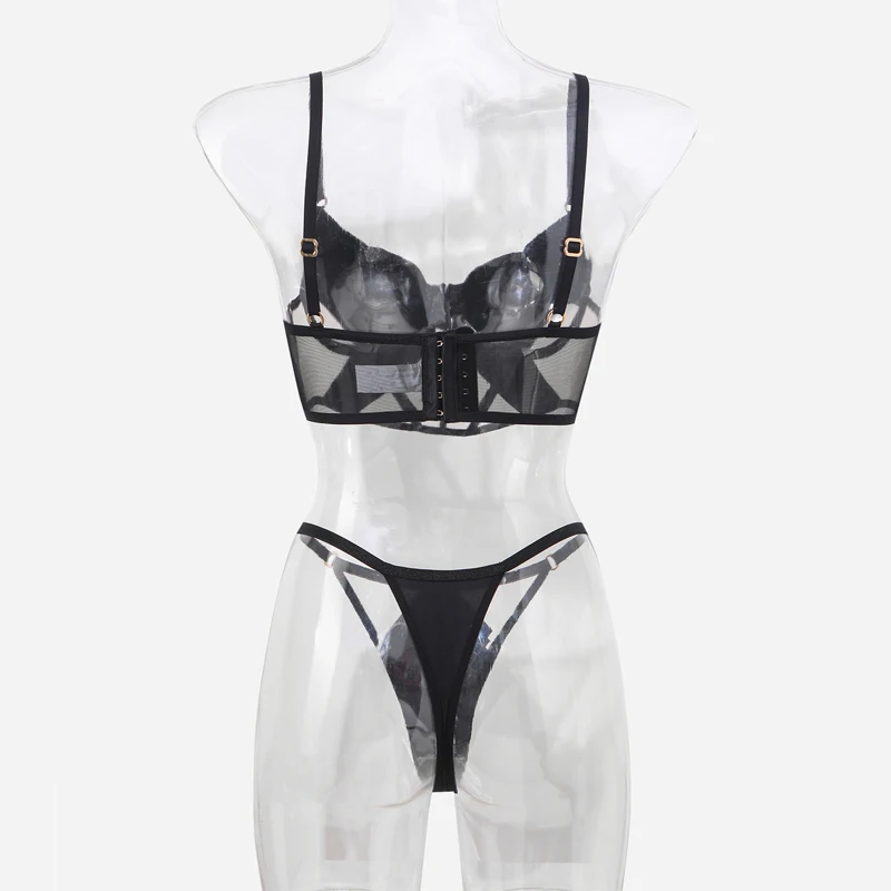 New Fashion Sexy Lingerie mid-rise Bra And Panties Sets Sexy Lingerie Women Solid Underwire Lingerie Set