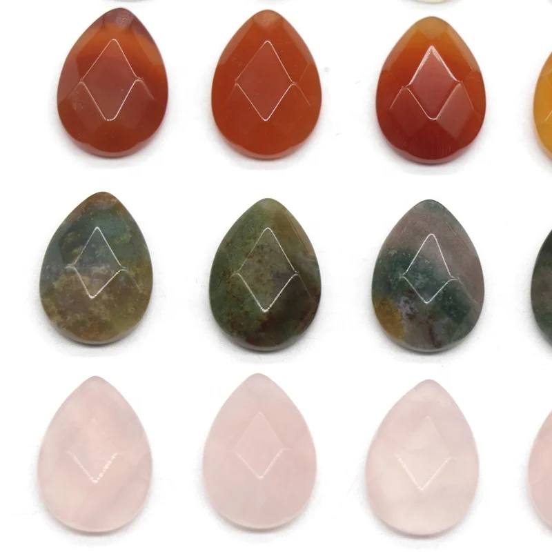 Natural Gemstone13X18mm drop Cabochon loose bead  faceted no hole beads patch for ring material