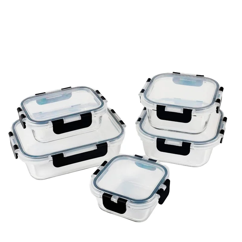 Hot Selling Glass Food Containers Rectangle Clip Lif Airtight Containers Kitchen Accessories Lunch Box for food storage