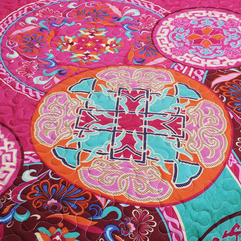 King Size Custom Print Quilt Set Luxury Quilt Bed Sheets Soft Quilted Bedding Set