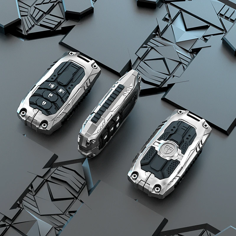 Auto Accessories Zinc Alloy Mecha 3-button Car Key Cover Case with Metal Key Chain Suitable for Honda Smart Key