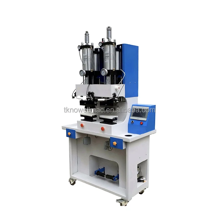 Manufacturers supply double-station pneumatic waist bag sole and upper fabric porous vamp punching machine