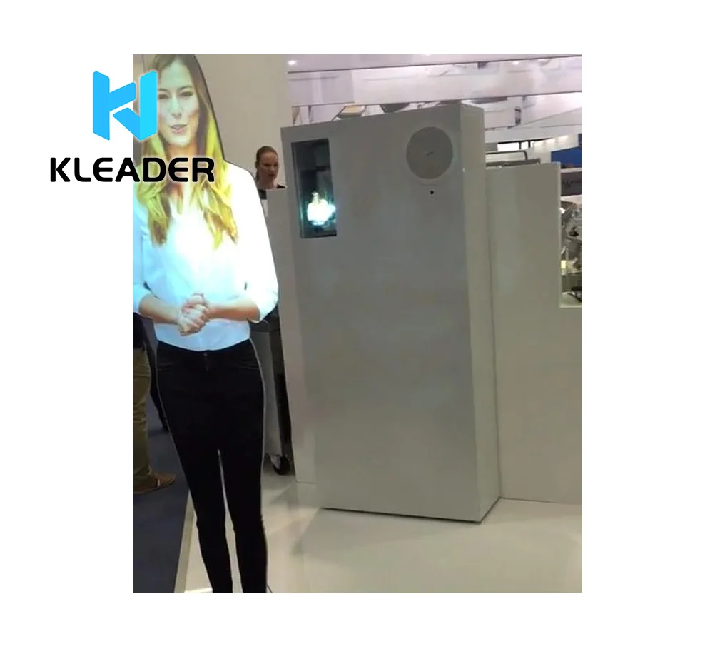 Virtual interpretation welcome system interpreter speaker 3D holographic projection tempered glass for store interactive images