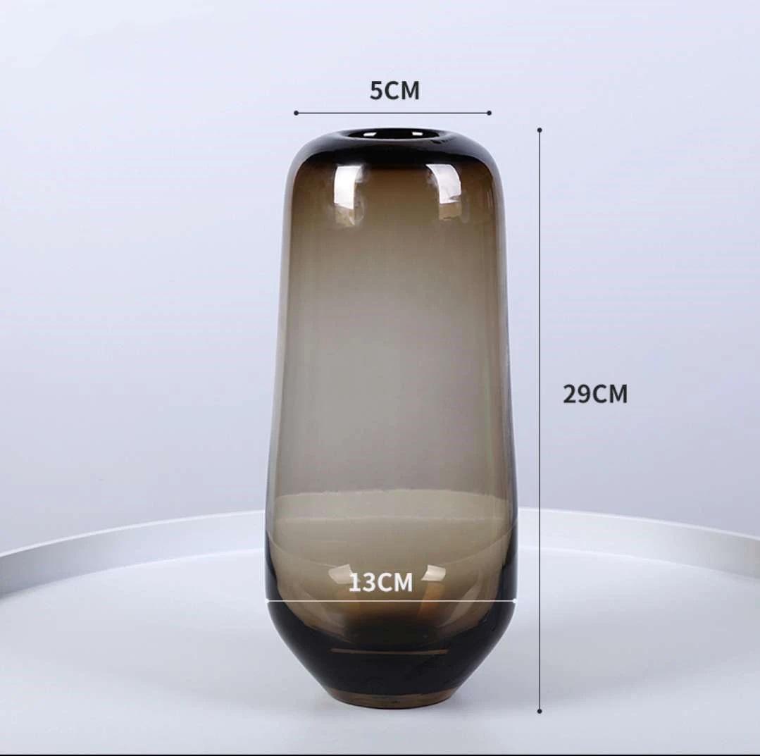 Factory Hot Sales 2 sizes Coffee Luxury Green Modern  Glass Flower Vase Home Decor Luxury Glass Vases