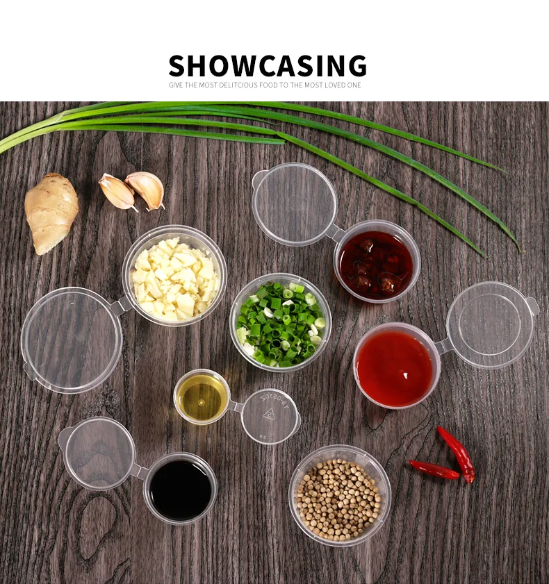 2oz clear disposable plastic chili patse sauce cup pp sauce containers with lids