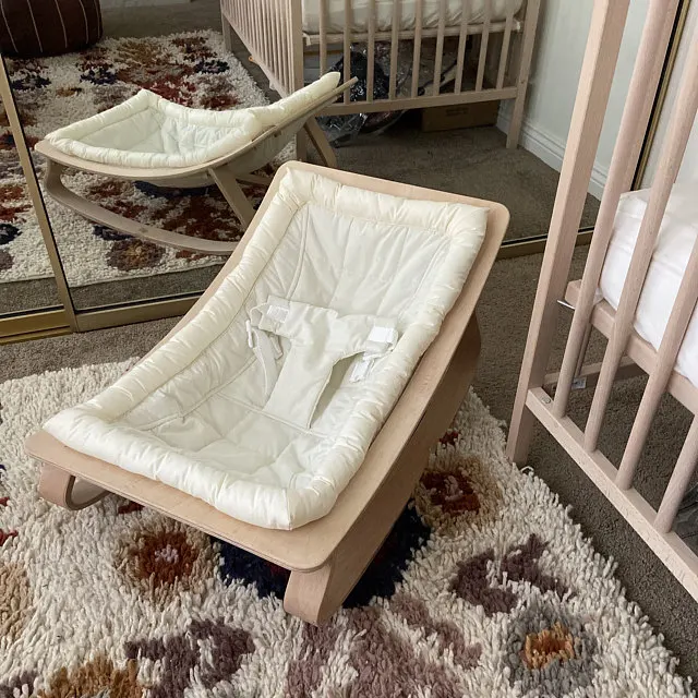 2021 New Childhood Wooden Rocking Chair Small Cradle Bed for Baby Balance Rocker Chair Wood Baby Bouncer Bedroom Furniture