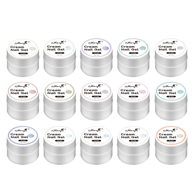 Popular 15 Colors Pudding Colorful 5ml Nail Art Gel Nail Extension Solid Soft Nail Art Gel Polish