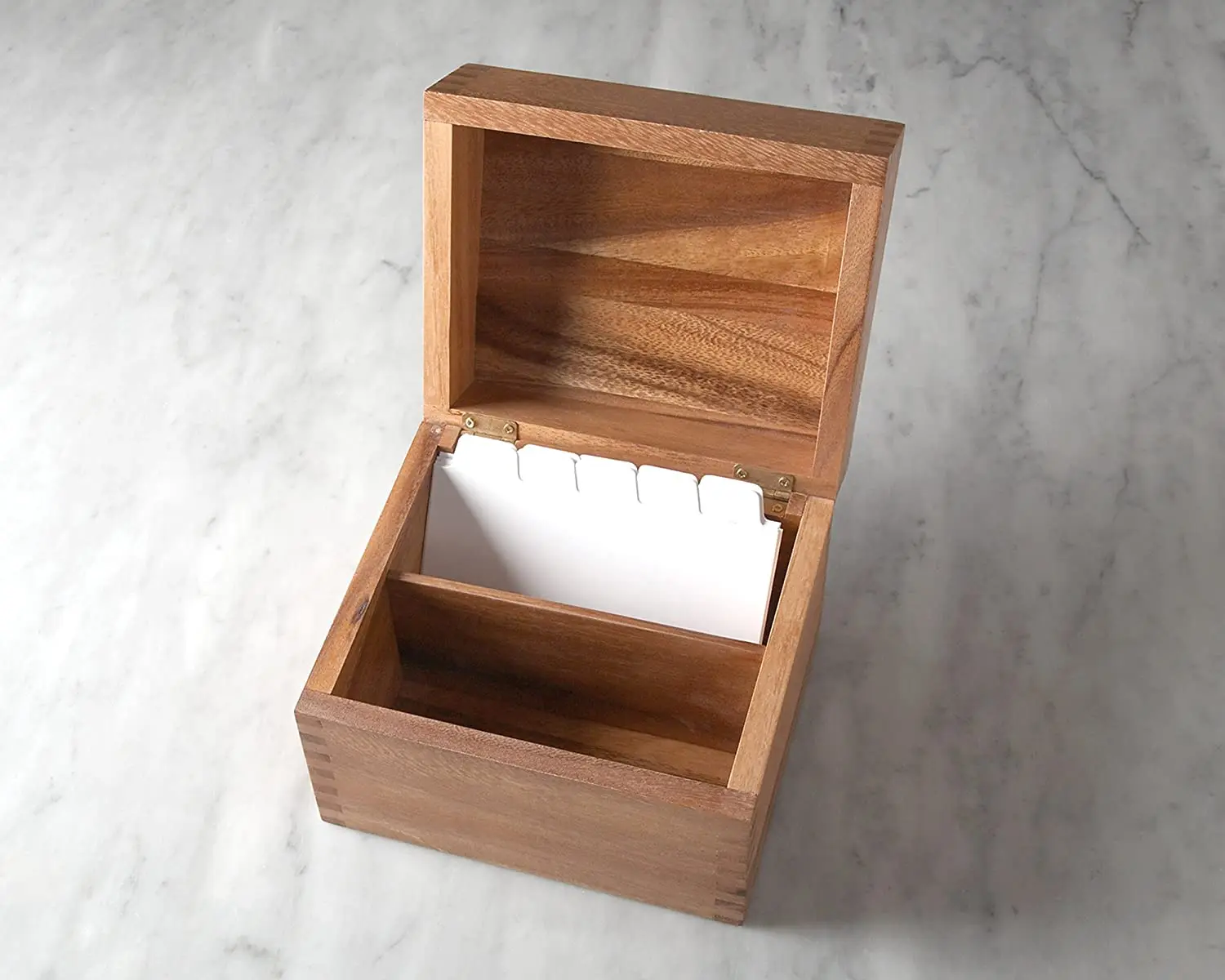 Hot Sales Kitchen Wooden Storage Case Solid Wood Recipe Box with Cards and Dividers
