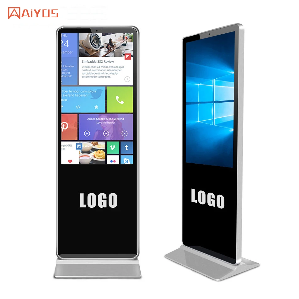 New Design Touch Screen Floor Stand Kiosk Window Ethernet Digital Signage Media Player Display Advertising Totem