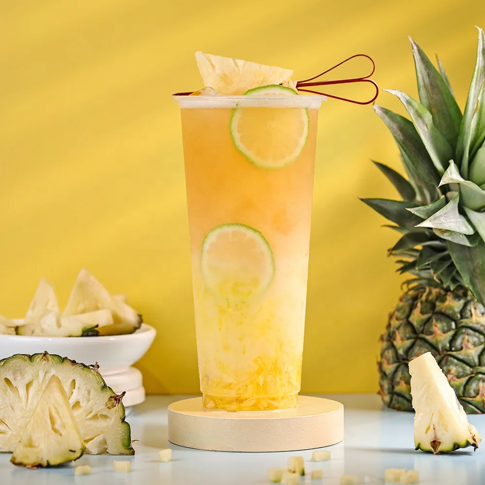 Ананасовый чай с якультами летние напитки пузырьковый ингредиенты ананасовый фруктовый концентрат джем сироп зеленый йогурт Боба