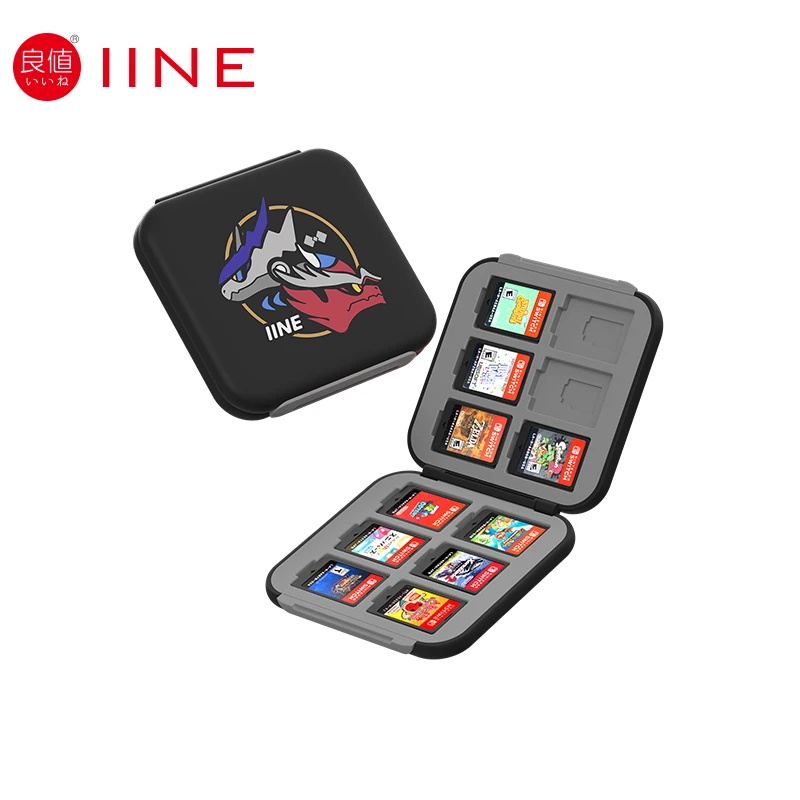 IINE  Game Card Storage Case for Nintendo Switch,Storage 12pcs Cards Surface Waterproof Hard Shell Game Card Cartridge,Black