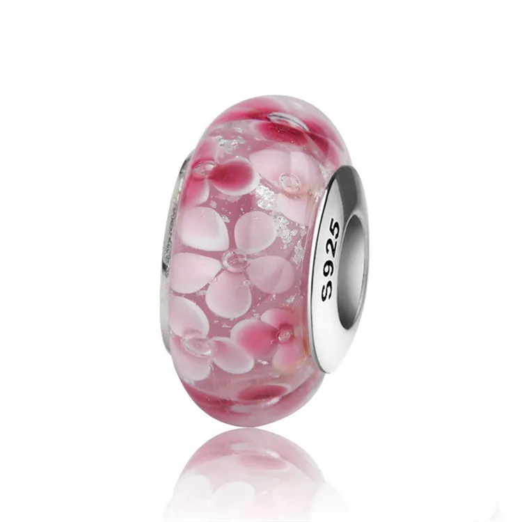 factory cheap wholesale 925 sterling silver sparkling murano glass beads for bracelet making