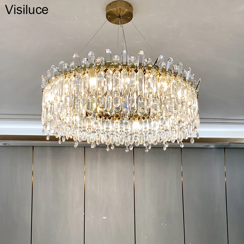 Customizable Hotel Project Luxury Crystal Pendant Light Round Large Interior Decoration Chandelier for home living room
