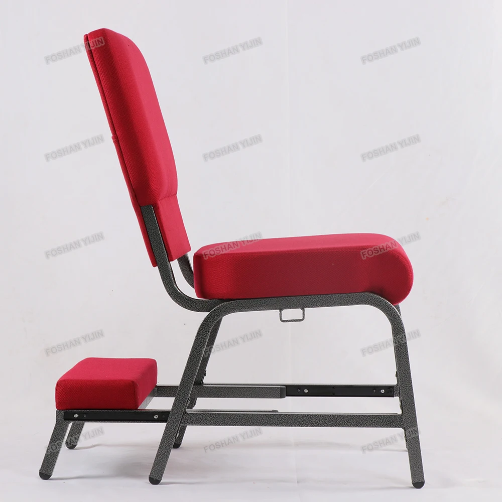 Iron Metal Basket Chapel Furniture Prayer Church Chair with kneeler (YJ-CH086)