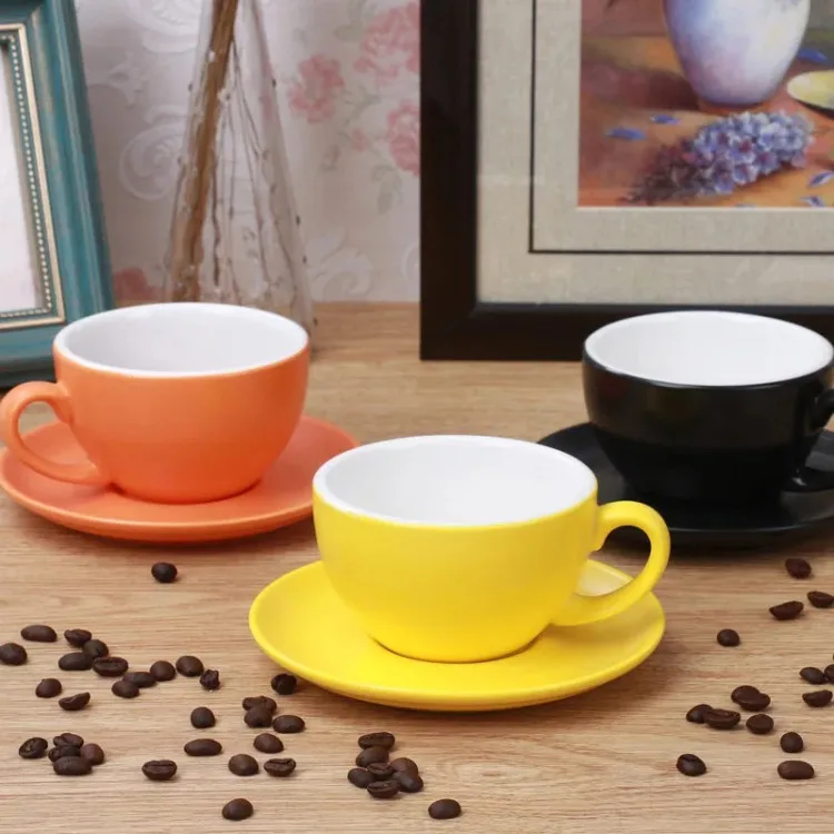 80ml Cappuccino Barista Cup Latte Art Cup and Saucer New Bone China Ceramic Coffee Cups
