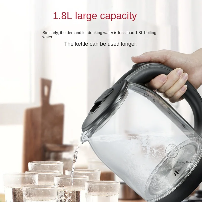 hot sale kitchen appliance Factory direct hot selling LED Light cordless electric glass tea kettles electrical kettle for home