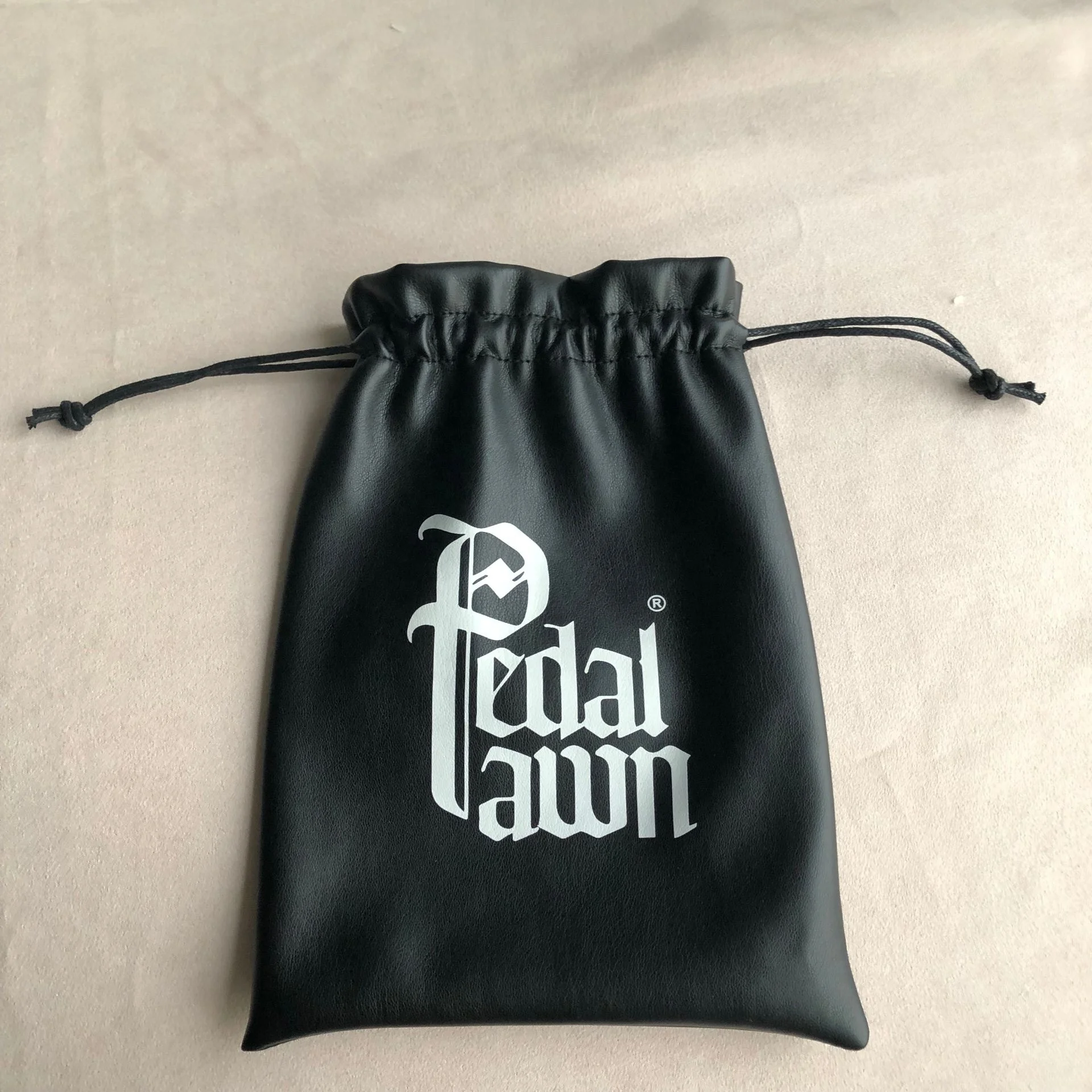Black PU Leather Drawstring Pouch