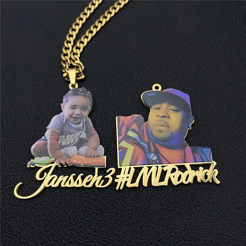 Hot Selling Hot Selling Private DIY Character Image Photo Stainless Steel 18K Real Gold Necklace Pendant