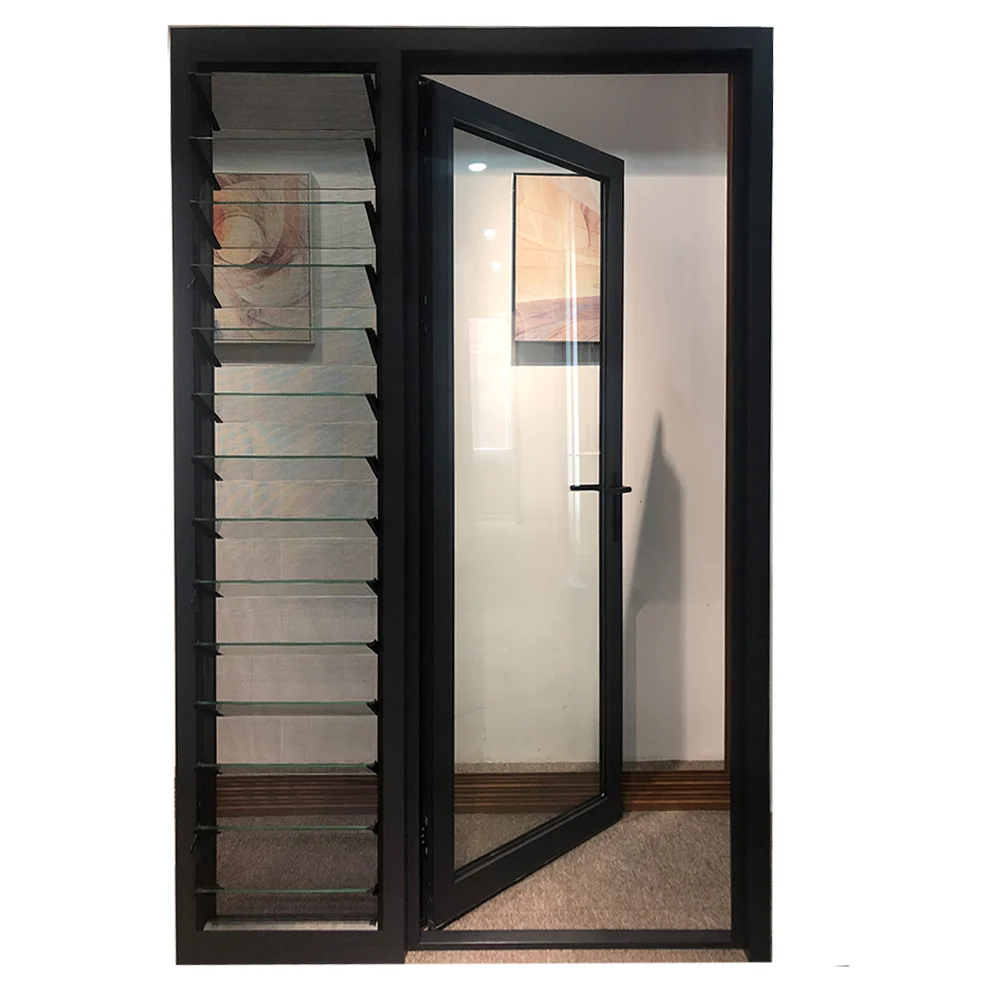 Glass louvre glass french door aluminum windows and doors customized size
