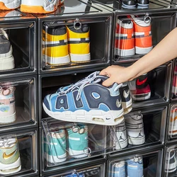 Лидер продаж на Amazon, акриловая прозрачная коробка для обуви для кроссовок, коробка для хранения, пластиковый шкаф для демонстрации обуви, коллекционная обувь