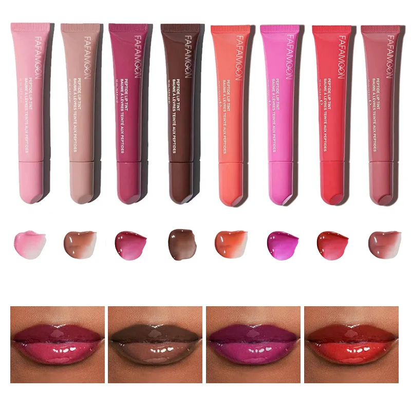 8 colors rh waterproof fruity Stain Hydrating Plump private label tinted peptide lip tint balm jelly lip gloss