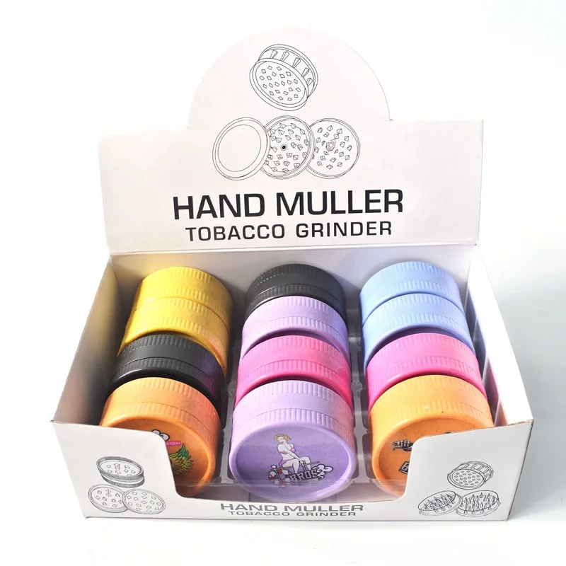 Portable Biodegradable Plastic hemp Shredders Manual Spice & Tobacco grinders with custom logo