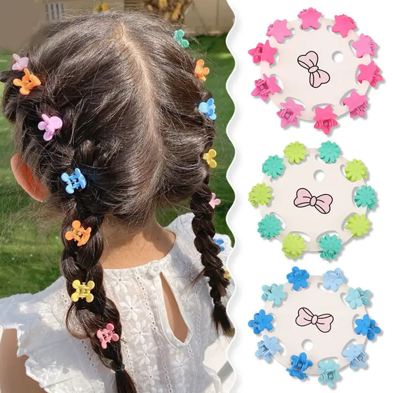 Candy Color Cute Mini Hairpin Wholesale Flower Star Heart Crown Kids Hair Accessories Braided Bangs Broken Hair Claw Card Set