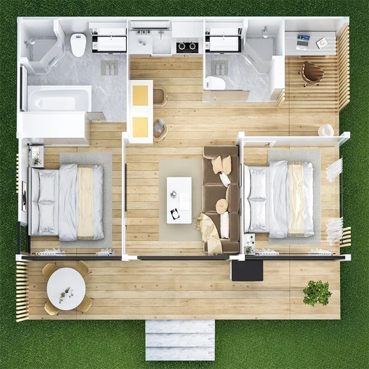 20ft Expandable Double-Wing Container House 12ft Container House Plans with Mall & Bedroom Applications Sandwich Container House
