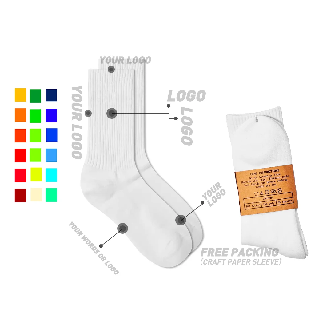 Free Packing Free sample high quality Custom crew socks custom logo men socks unisex streetwear gym socks
