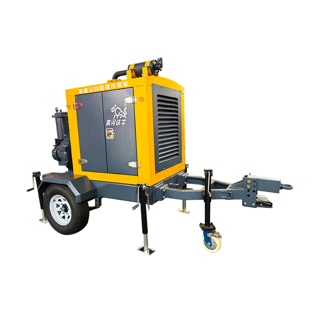 One click start-up trailer type diesel engine high flow fast drainage self suction pump