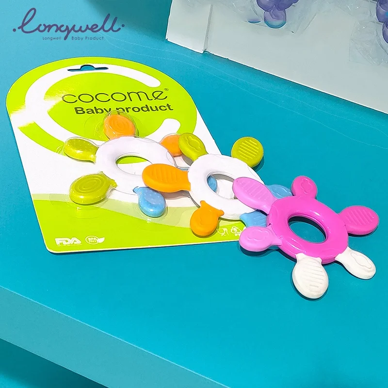 
Ningbo Longwell Custom Wholesale Infant Safety Eco Organic Chewable Toys for Babies Plastic ABS Teething New Design Baby Teether 