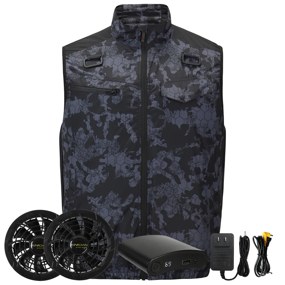 Unisex heatstroke protection 18V rechargeable battery powered electric air cooled jacket fan vest Summer High Temp Outdoor