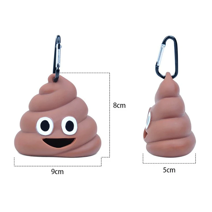 Cute Stocked poop bags Silicone Dogs Pet Poop Bag Holder Dispenser with Waste Bags Funny Design