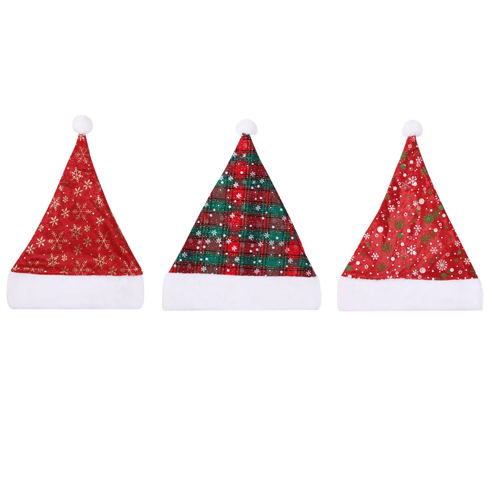 
Wholesale thick golden snowflake hat christmas old man decorations red christmas party hats 