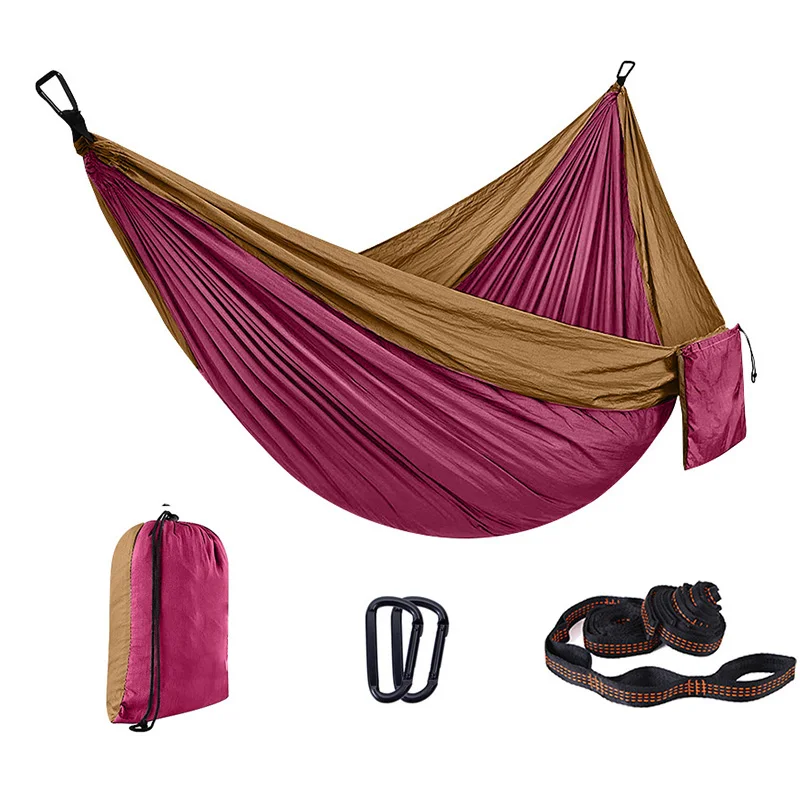 Manufacturer Direct Sale Strong Ripstop 210T Nylon Light Weight Hammock For Backpacking Beach Backyard Patio Hiking
