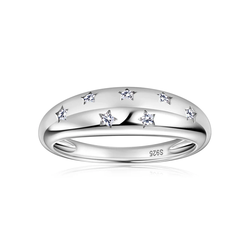 Chasau High Quality VVS1 D Color Wedding Bridal 925 Sterling Silver Round VVS Moissanite 18k Gold Plated Star Ring for Women